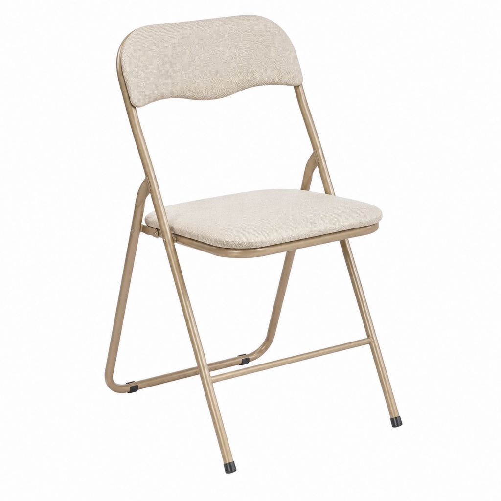 Chaise pliante de salle à manger beige en polyester et acier 78 x 45 x 50 cm