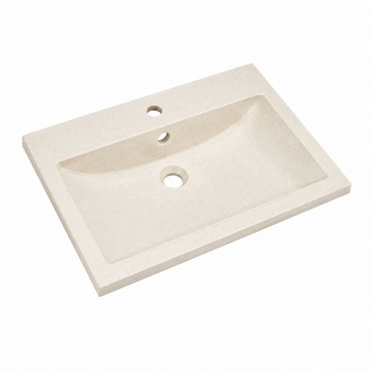Lavabo à encastrer rectangulaire crème en marbre reconstitué 60 x 46 x 11 cm