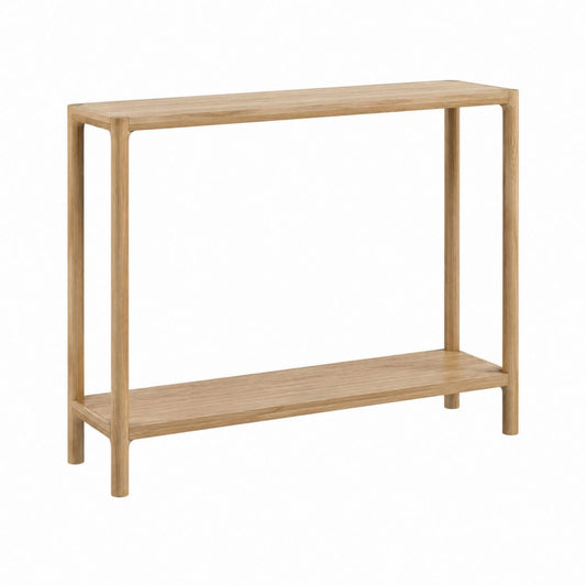 Console d'entrée en bois massif naturel rectangulaire avec étagère 100 x 30 x 80 cm
