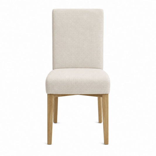Chaise de salle à manger beige en polyester et hévéa massif 46 x 56 x 98 cm