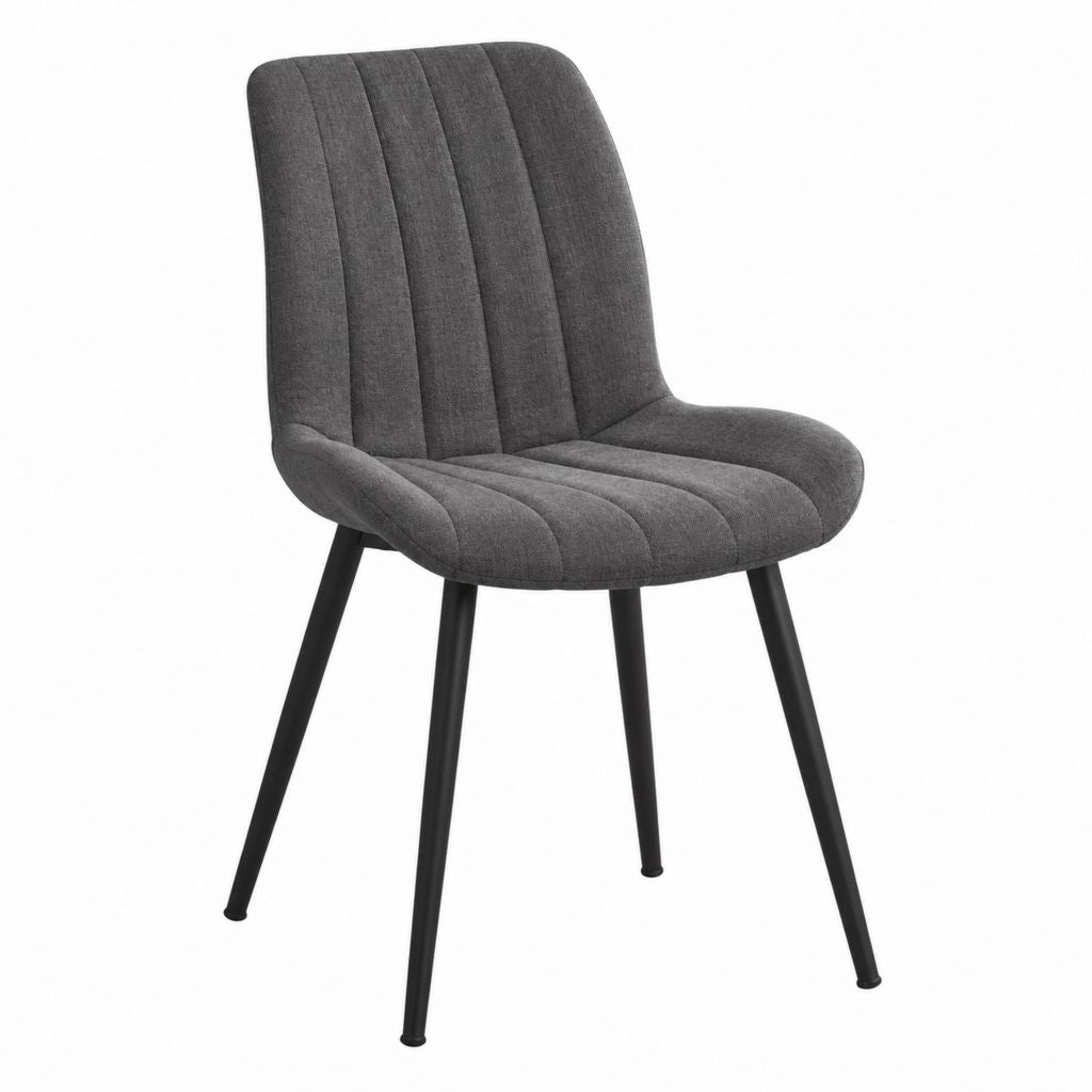 Chaise de salle à manger grise en polyester à dossier arrondi 46 x 55 x 86 cm