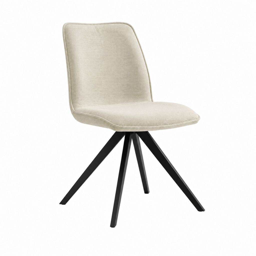 Chaise de salle à manger pivotante beige en polyester avec piètement acier noir 48 x 58 x 86 cm
