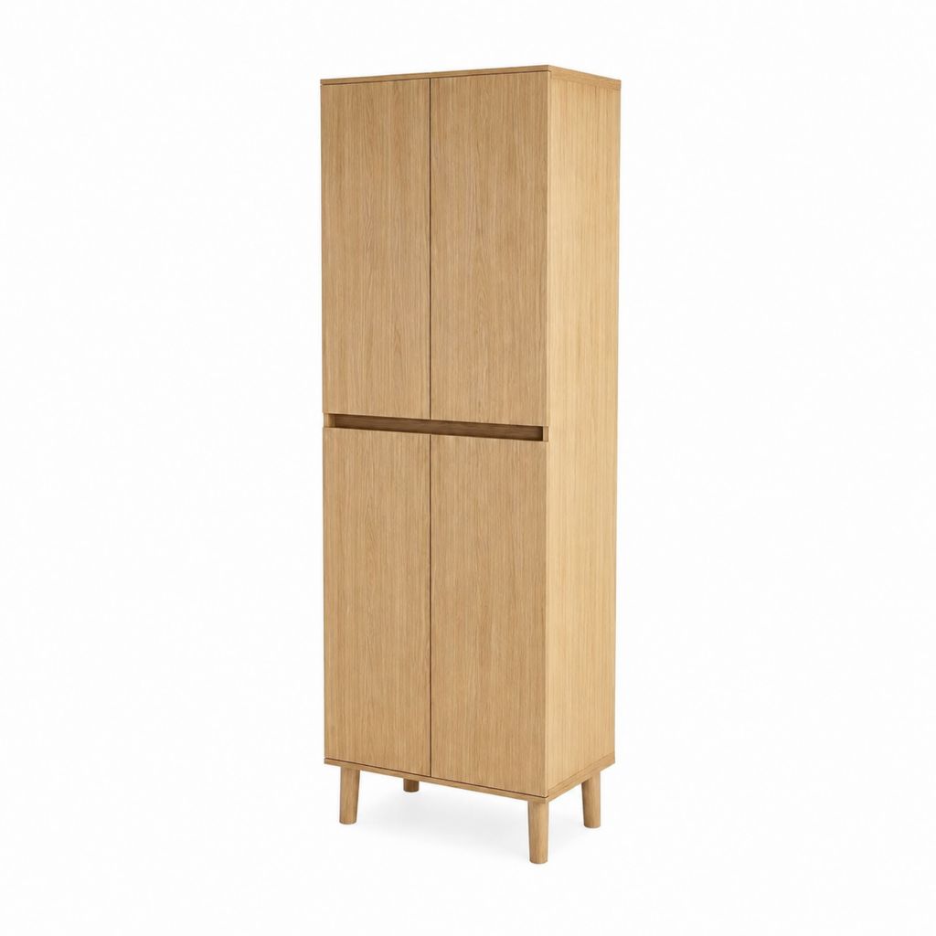 Armoire de rangement 4 portes chêne en panneaux de particules 80 x 40 x 190 cm