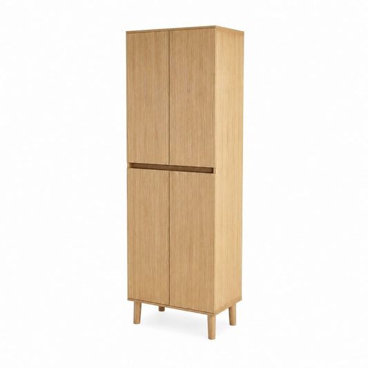 Armoire de rangement 4 portes chêne en panneaux de particules 80 x 40 x 190 cm