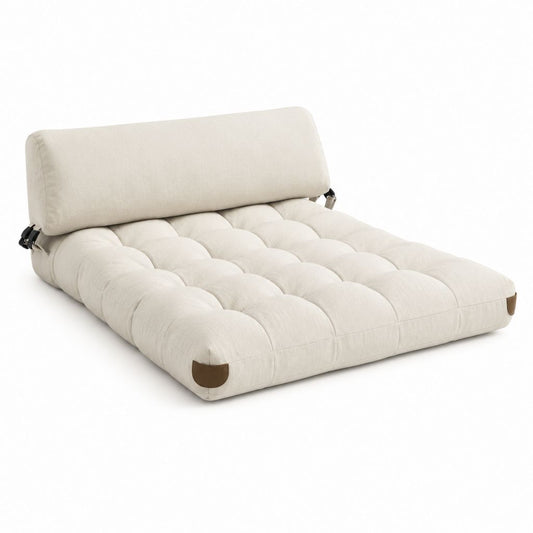 Canapé-lit au sol 2 places beige en polyester avec dossier réglable 180 x 120 x 70 cm