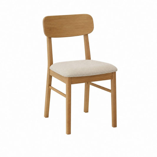 Chaise de salle à manger en chêne naturel avec assise en polyester beige dossier arrondi 46 x 53 x 80 cm