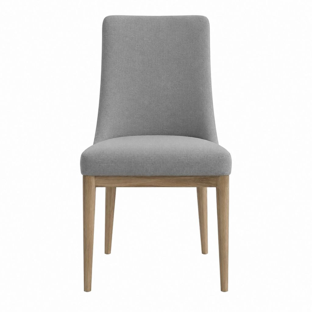 Chaise de salle à manger grise en polyester et chêne massif 90 x 45 x 55 cm