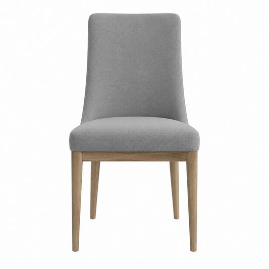 Chaise de salle à manger grise en polyester et chêne massif 90 x 45 x 55 cm