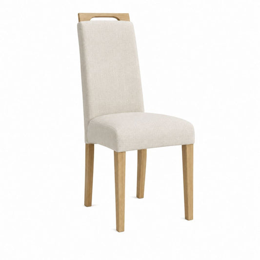 Chaise de salle à manger beige en polyester et chêne massif 45 x 58 x 103 cm